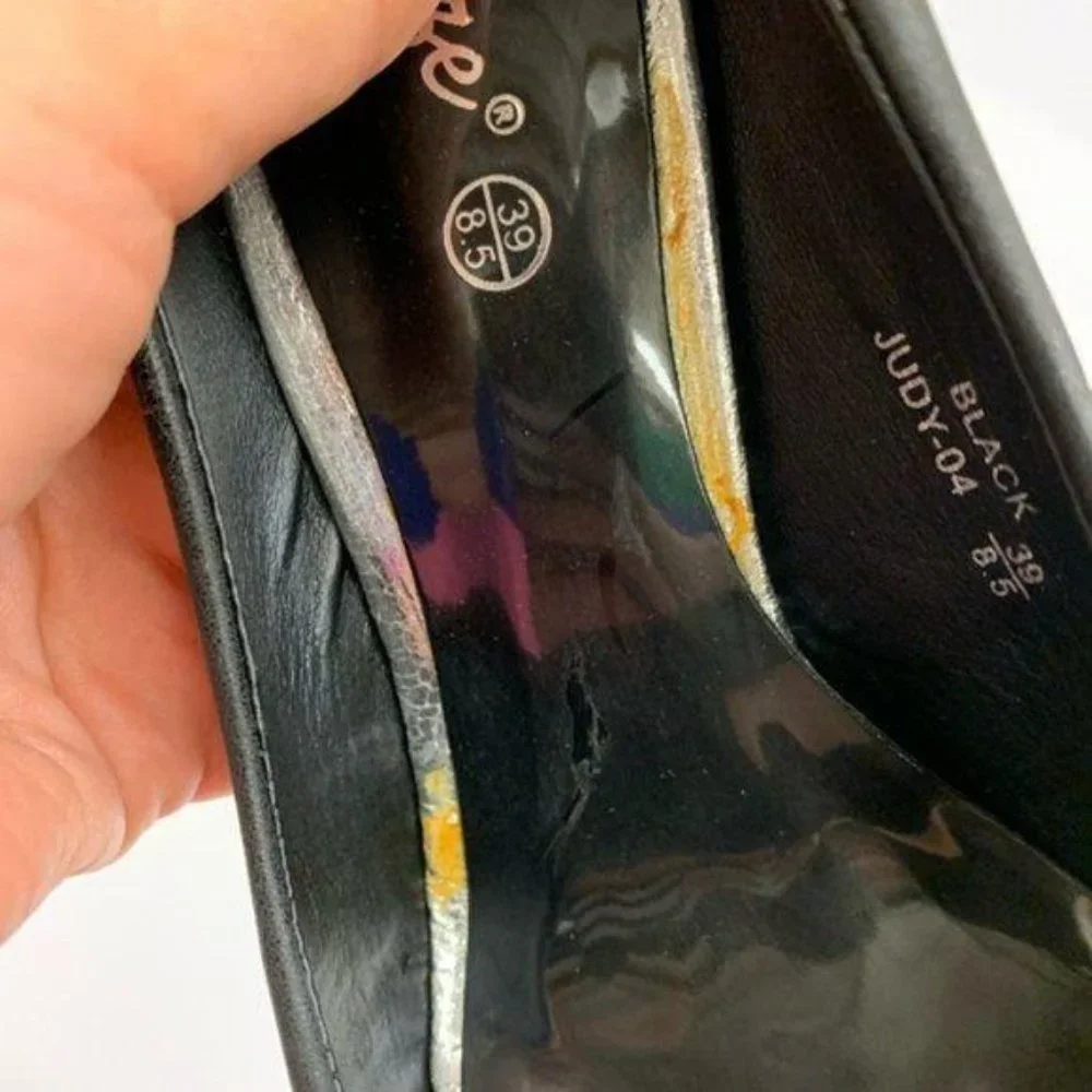 Sexy Black Metallic Peep Toe Platform High Heels - Picture 9 of 9